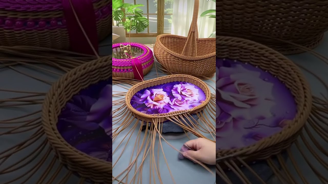 Crafting an Elegant PE Rattan Basket with Acrylic Base #handmade #diy #craft