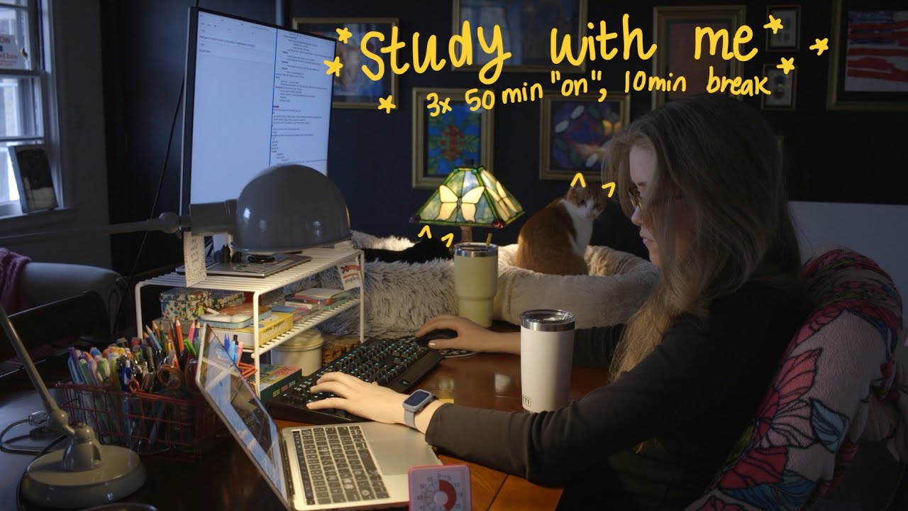 3-hour study with me: preparing for PA school (50/10 pomodoro split, no music)