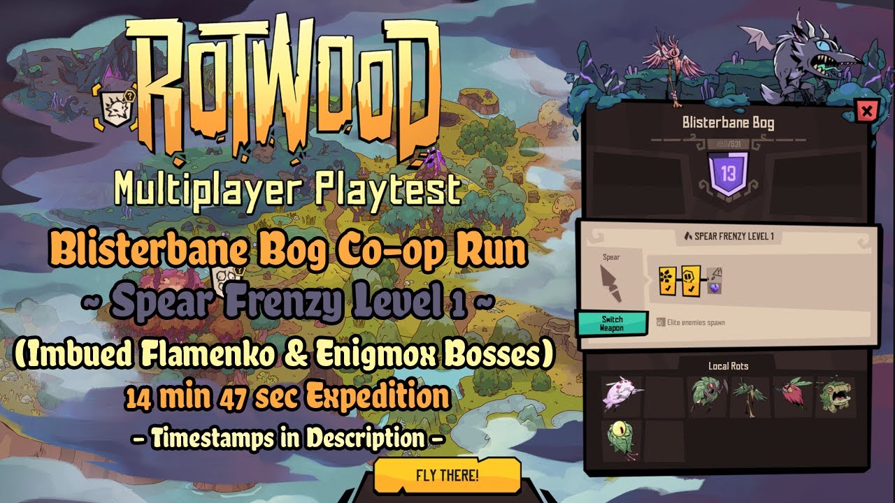 Rotwood Multiplayer Stress Test - Blisterbane Bog [Spear Frenzy Level 1] Co-op Run (Enigmox Boss)