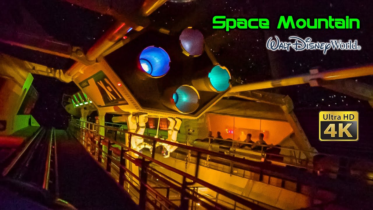 Space Mountain Roller Coaster On Ride Low Light 4K POV with Queue  Walt Disney World 2021 06 15