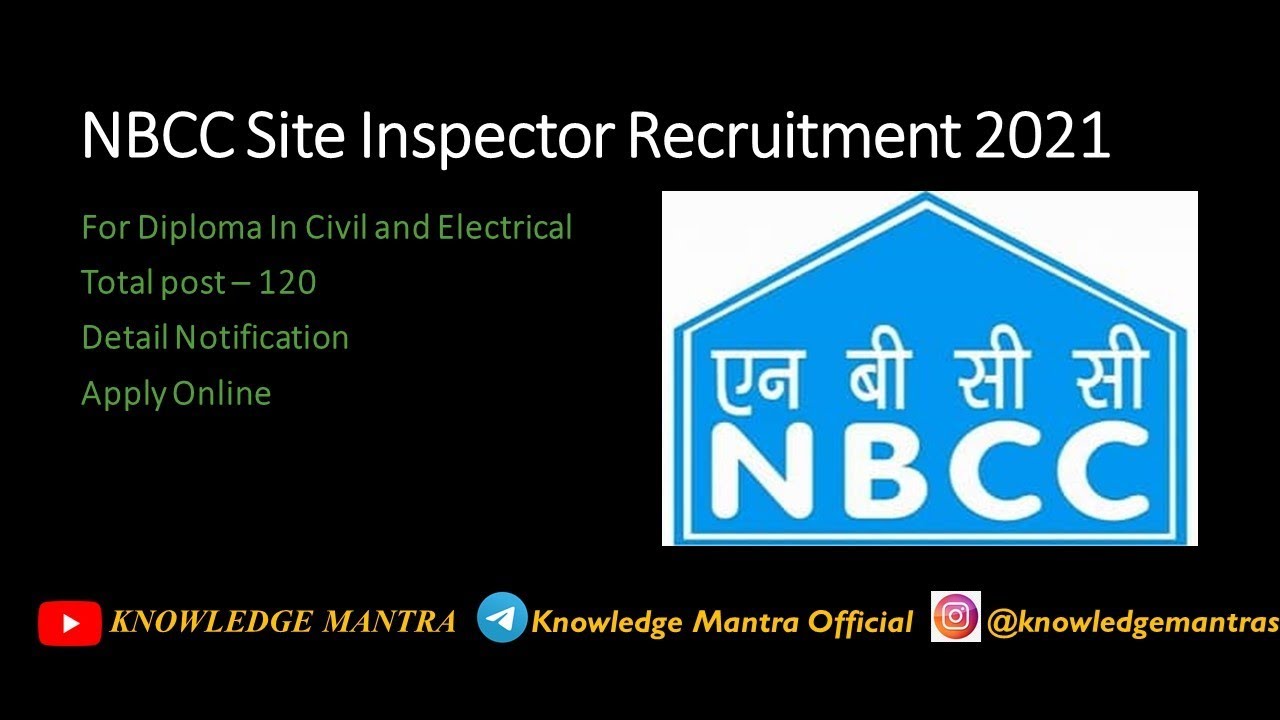 NBCC Site Inspector post Recruitment Notification | Total 120 post