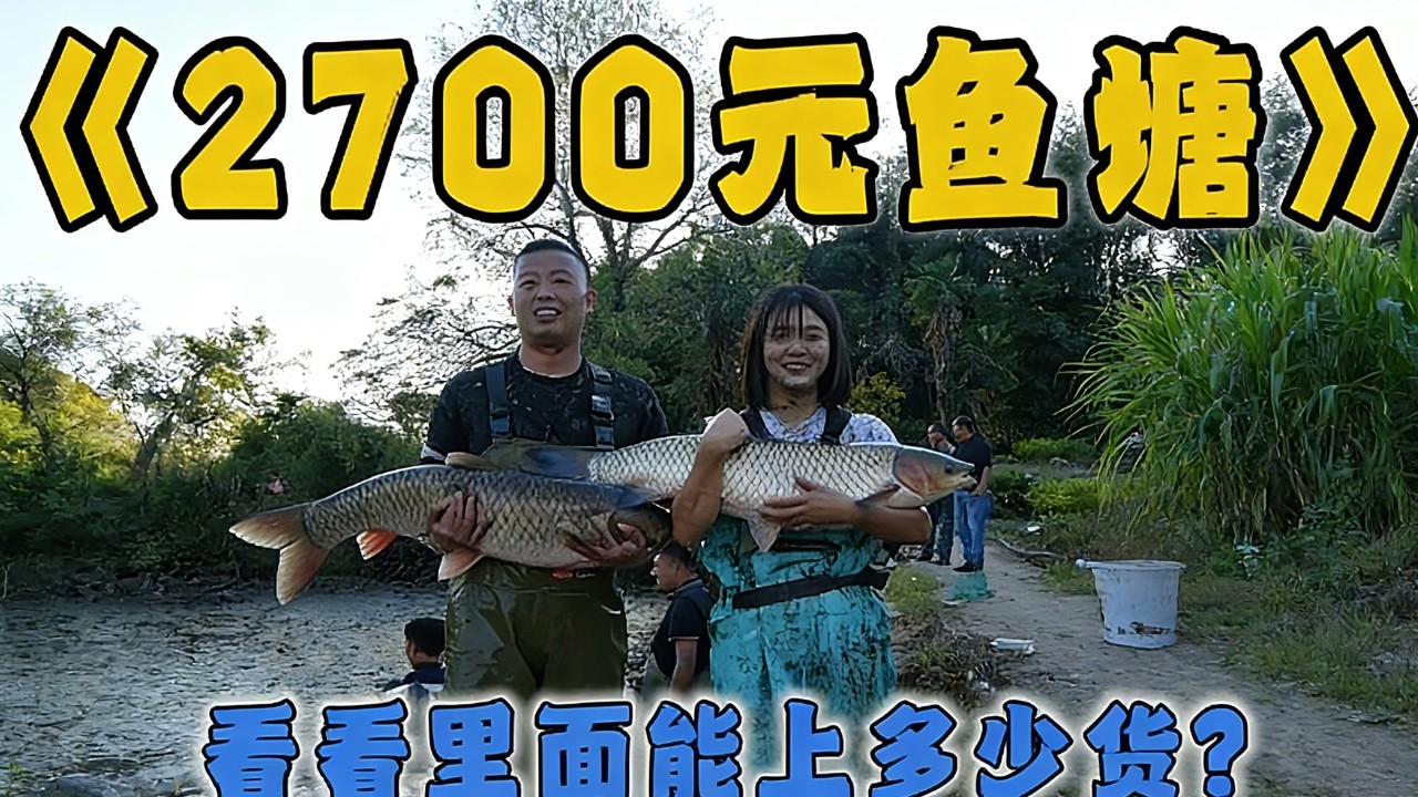 花2700包下爺爺養了4年的魚塘，看看裡面的魚有多大...#戶外 #魚塘 #抓魚 #甲魚 #fishing