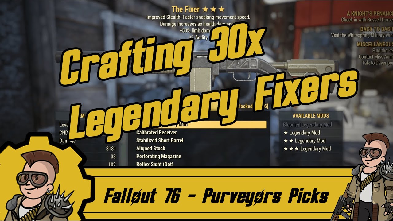 Fallout 76 - Crafting 30x legendary Fixers | PTS Fallout Worlds