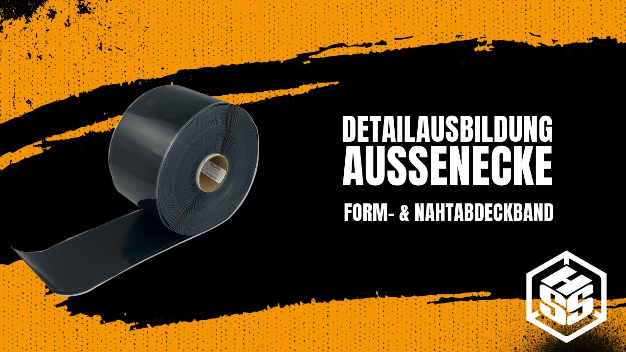 Detailausbildung einer Außenecke mit Form- & Nahtabdeckband
