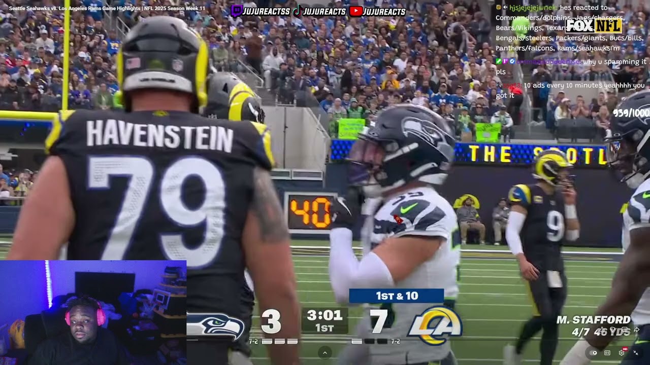JuJuReacts на матч «Сиэтл Сихокс» — «Лос-Анджелес Рэмс» | Обзор всех матчей NFL 2025 | Неделя 11