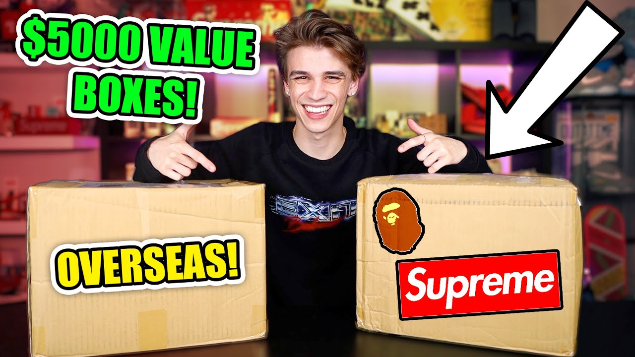 Unboxing a $5000 Value Supreme/Bape Mystery Box from OVERSEAS!