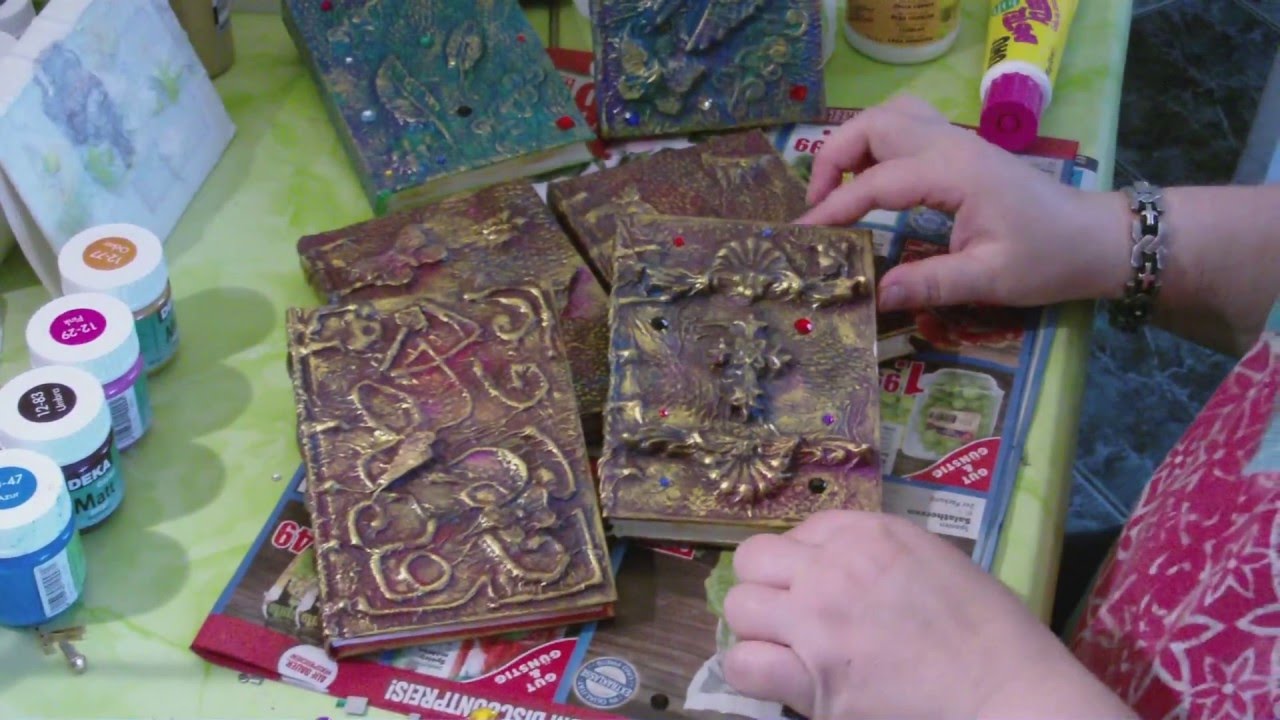 mixed Media -DIY - Notizbuch mit Serviettentechnik auf alt gestalten