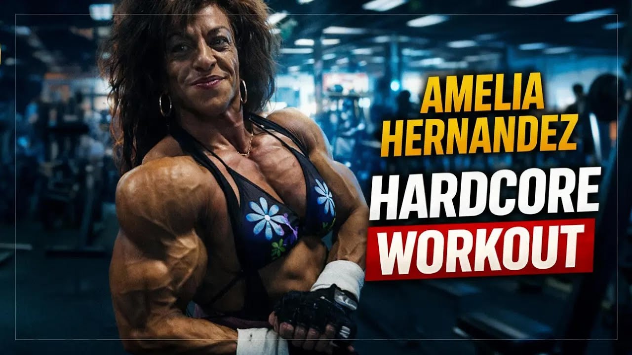 Old School Female Bodybuilder Amelia Hernandez | Hardcore Gym Workout (Restored Footage)