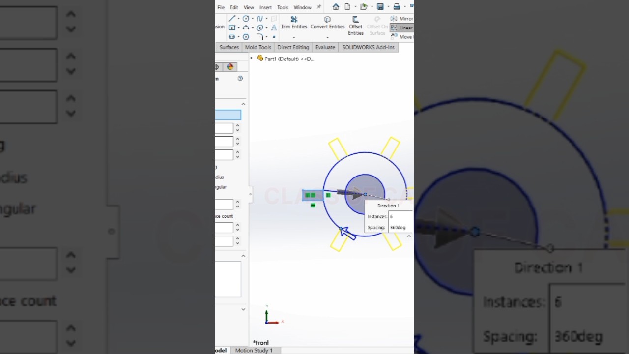 How to create circular sketch pattern in Solidworks #shorts #tutorial #solidworks #blender
