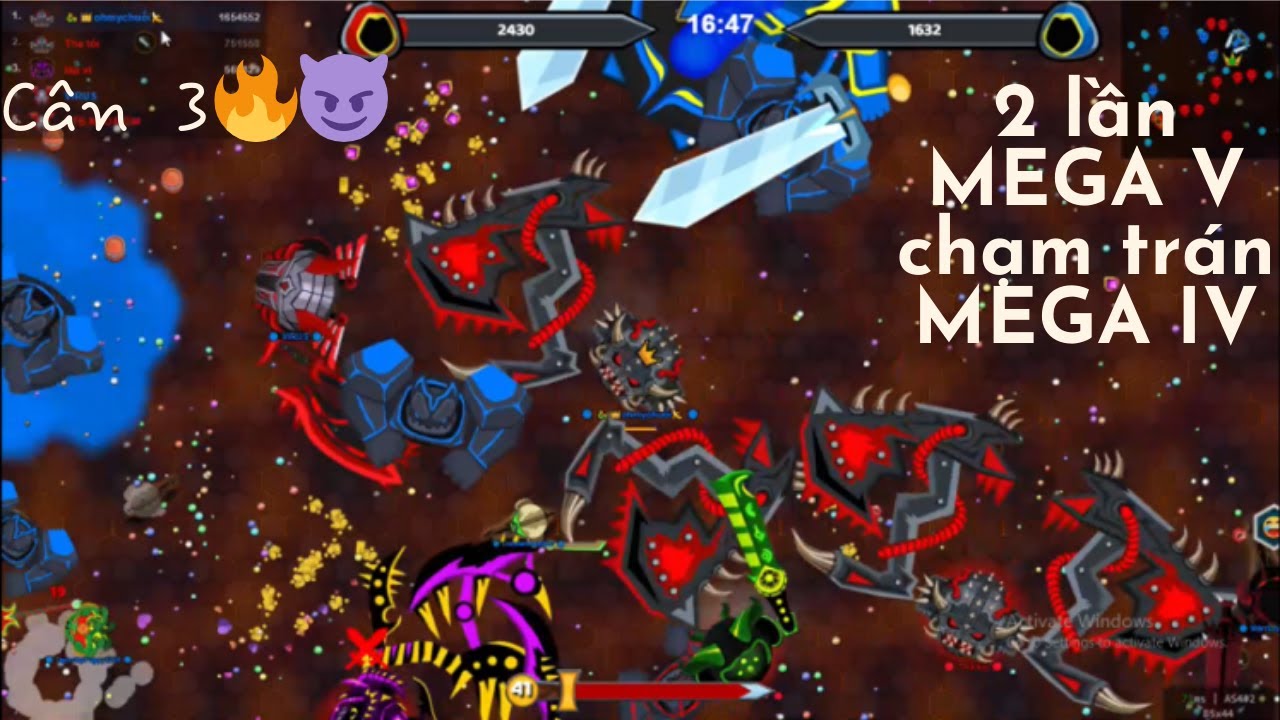 EvoWars.io🕹Hai lần MEGA V chạm trán  MEGA IV-Một trận chiến Solo MEGA khốc liệt và 1,98M điểm