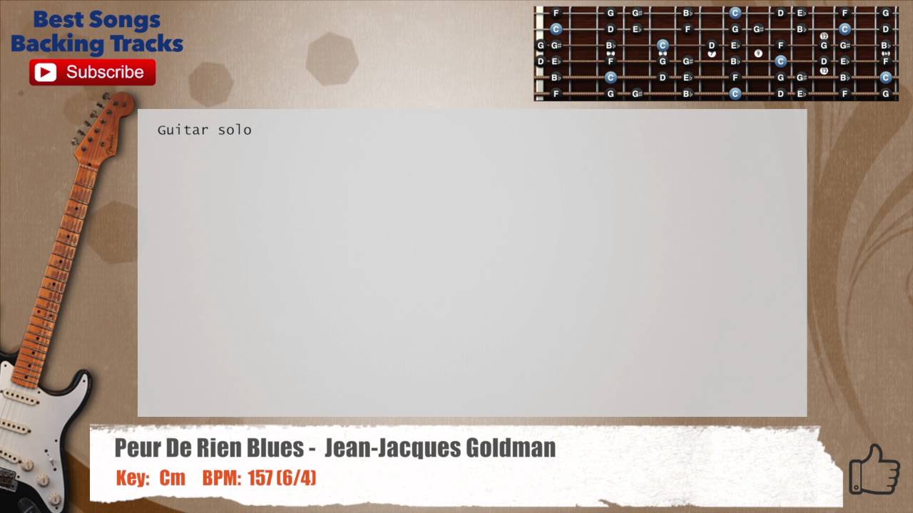 🎸 Peur De Rien Blues - Jean-Jacques Goldman Guitar Backing Track with chords and lyrics