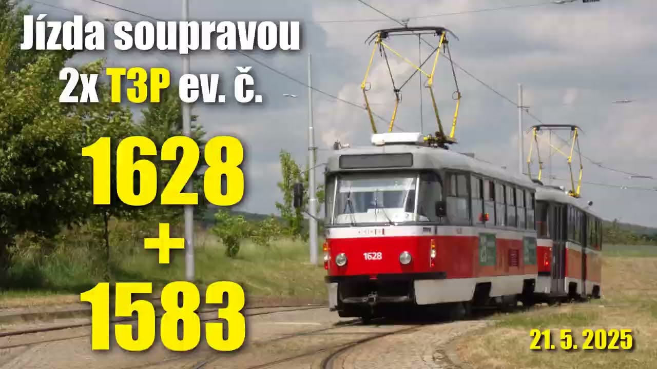 Souprava vozů 2x T3P #1628+#1583 na lince x12 (Květen 2025) | MHD Brno