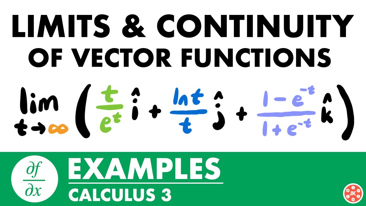 Limits & Continuity of Vector-Valued Functions Examples | Calculus 3 - JK Math