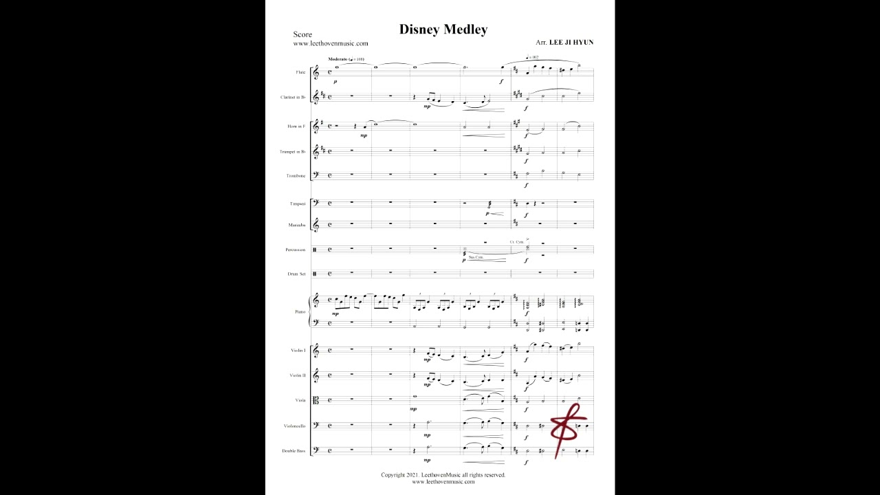 Diseney Medley 디즈니 메들리 오케스트라 편곡 악보