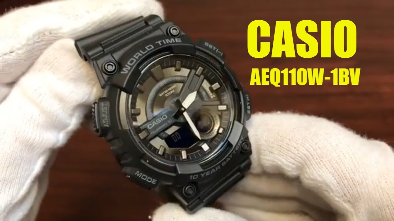 Unboxing Casio Analog And Digital Dial Black Resin Watch AEQ110W-1BV