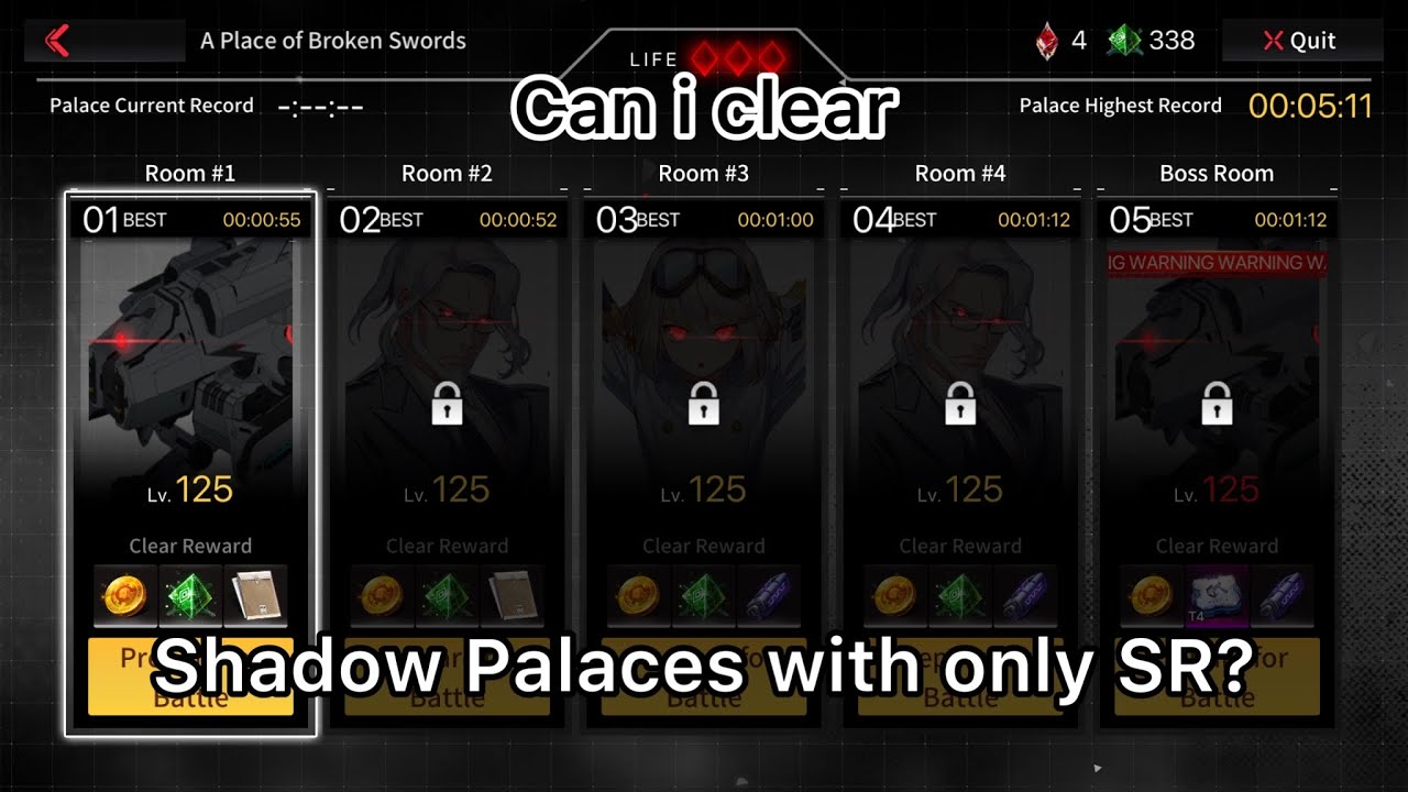 Can i clear Shadow palaces with only SR, Palace #4 | CounterSide