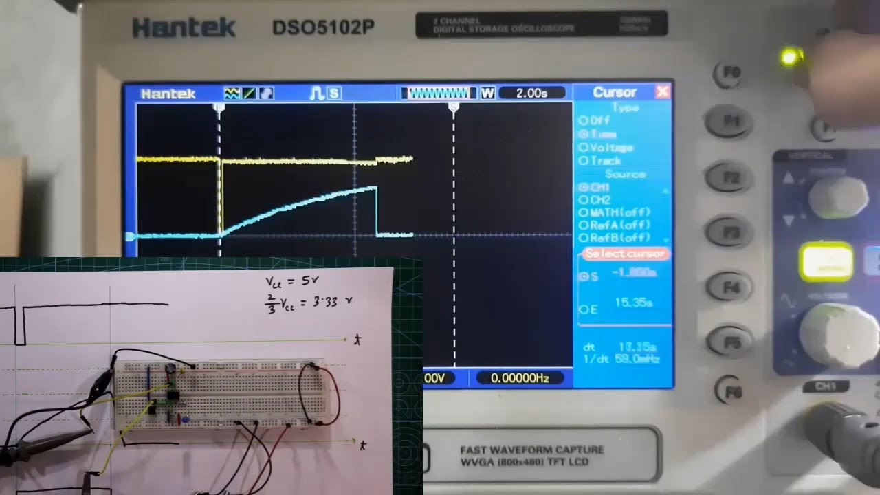 Monostable mode of 555 timer IC explained with oscilloscope | Practical part