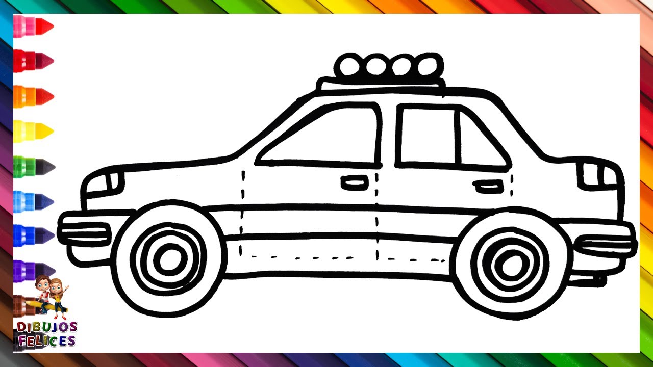 Dibuja y Colorea Un Carro De Polic&iacute;a 🚓👮🚔🚨 Dibujos Para Ni&ntilde;os