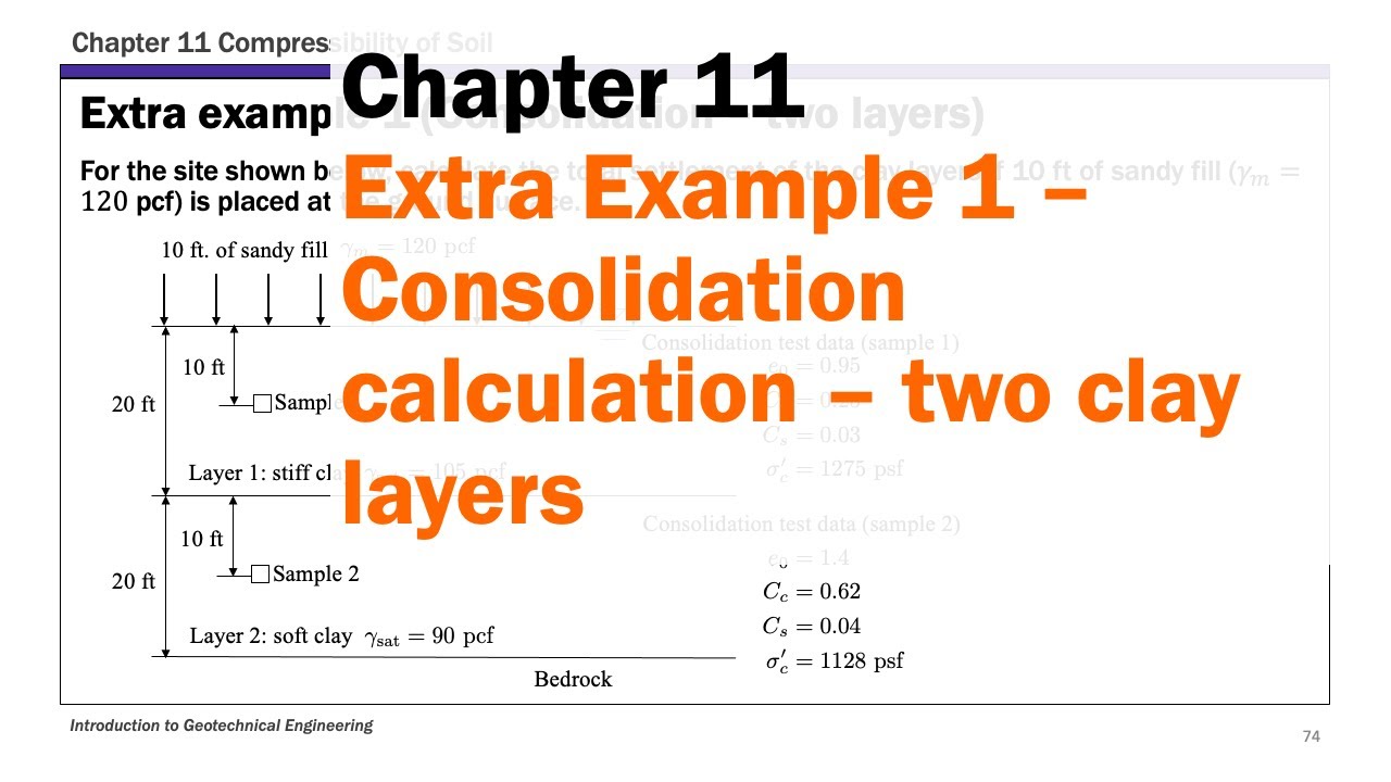 Chapter 11 Compressibility of Soil - Extra Example 1 - Two Consolidating Layers