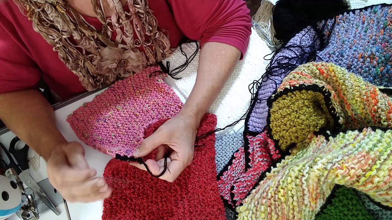 Como juntar quadrados do tricô com crochet