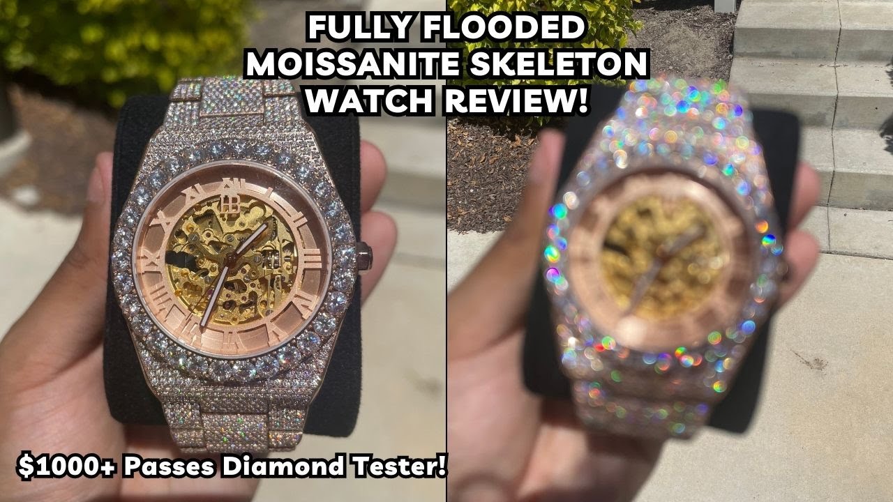 Harlembling Skeleton Moissanite Watch Full Review! (Sunlight Shine Test + Diamond Test)