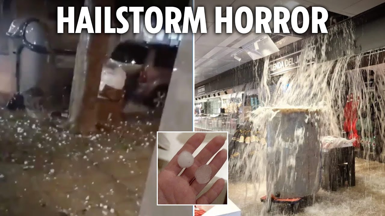 Dramatic moment Marbella is hit by GIANT HAIL as month's worth of rain falls in just one hour