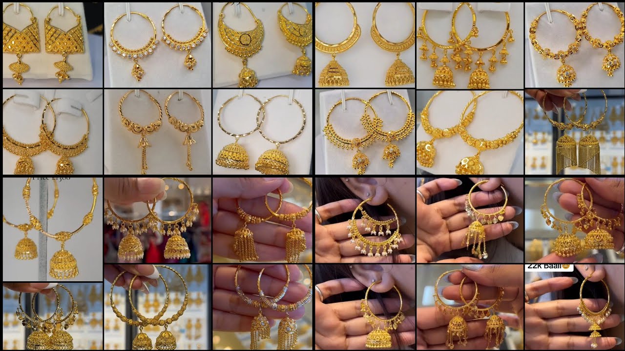 #2025 22k Gold hoop earrings designs with weight and price|✨Luxurious/Elegant Gold Baliyaan designs|