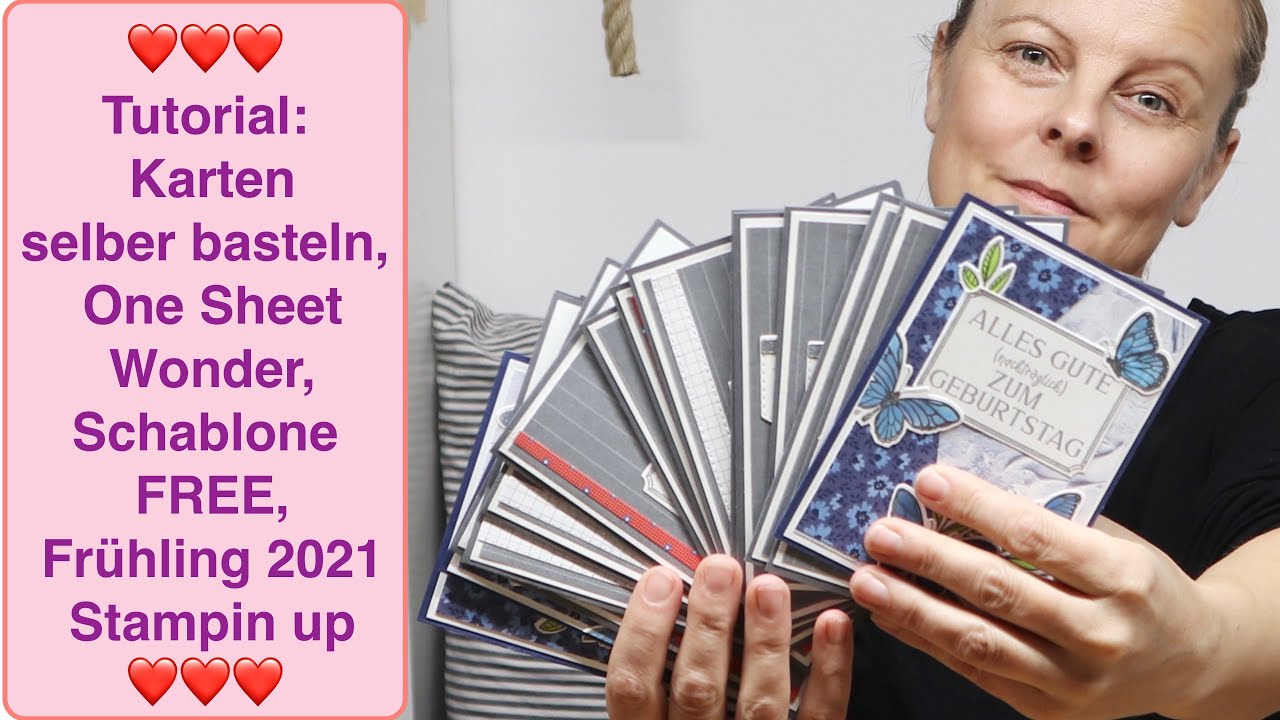 🔴 Tutorial Karten selber basteln, One Sheet Wonder, Schablone FREE, Frühling 2021 Stampin up