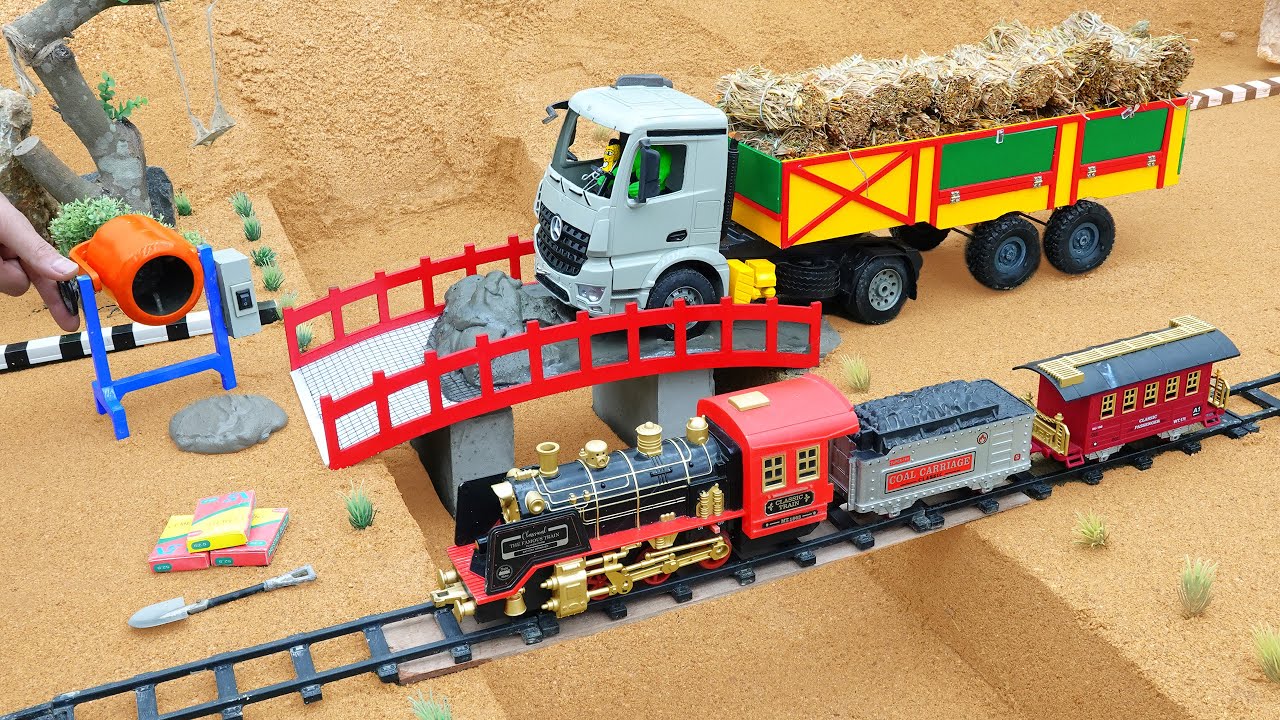 Build a Mini Bridge & DIY Concrete Mixer | Fun Construction Science Project for Trains to Run Over