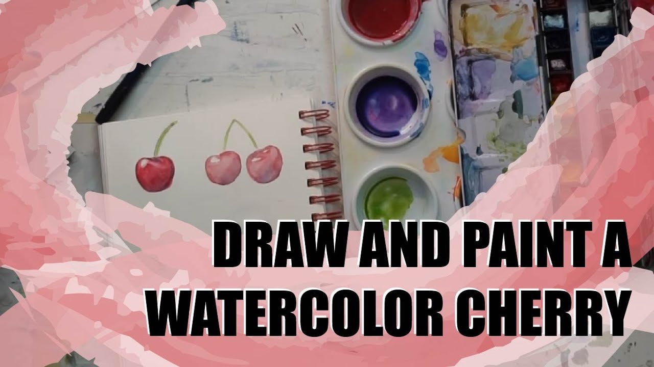 How to draw and watercolor a cherry - Easy Quick Tutorial