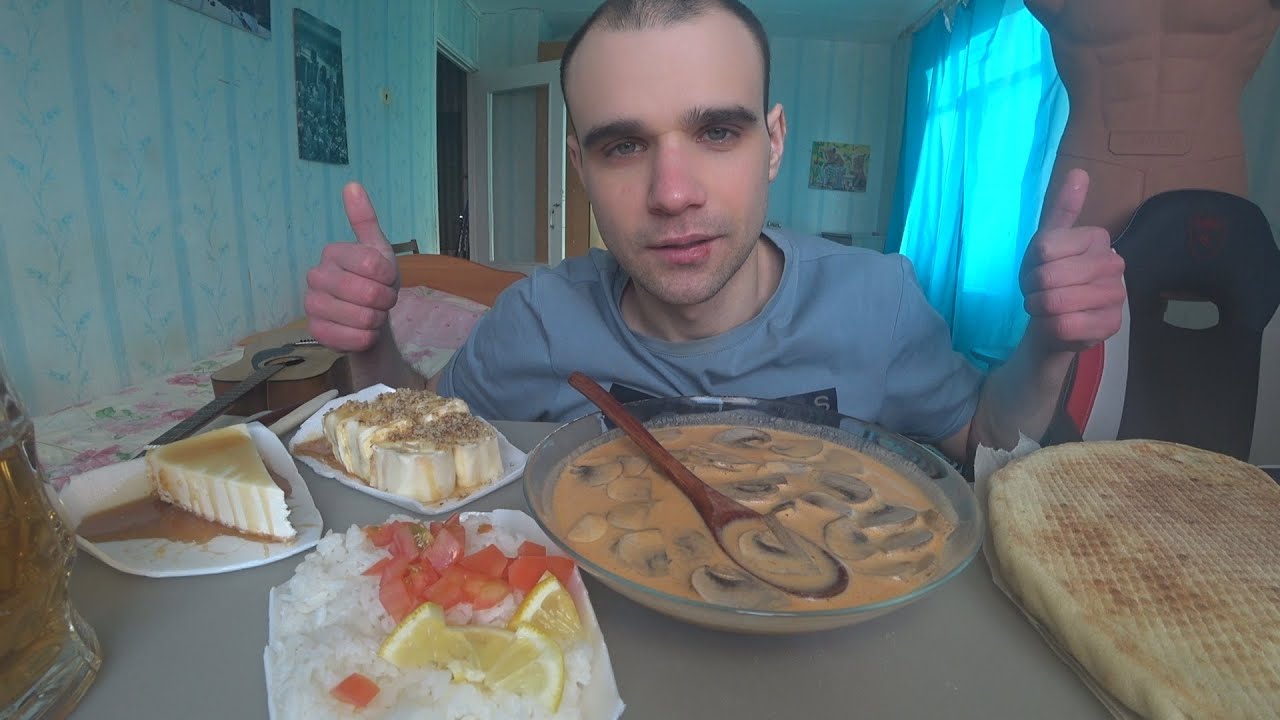 МУКБАНГ ПИРОГ С КАРТОШКОЙ И СЫРОМ / ТОМ ЯМ С КРЕВЕТКАМИ / СЛАДКИЕ РОЛЛЫ/ EATING / Mukbang ASMR АСМР