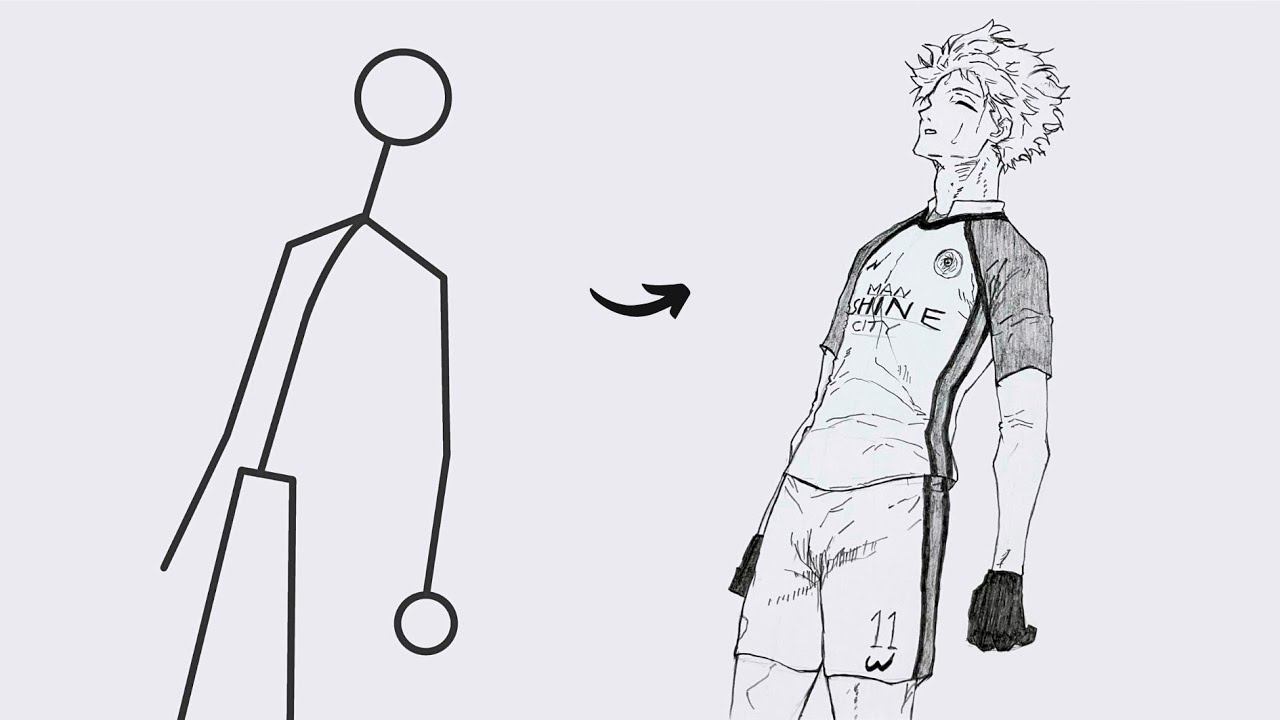 How to draw Nagi Seishiro full Body out of Stick Man | Easy Step by Step