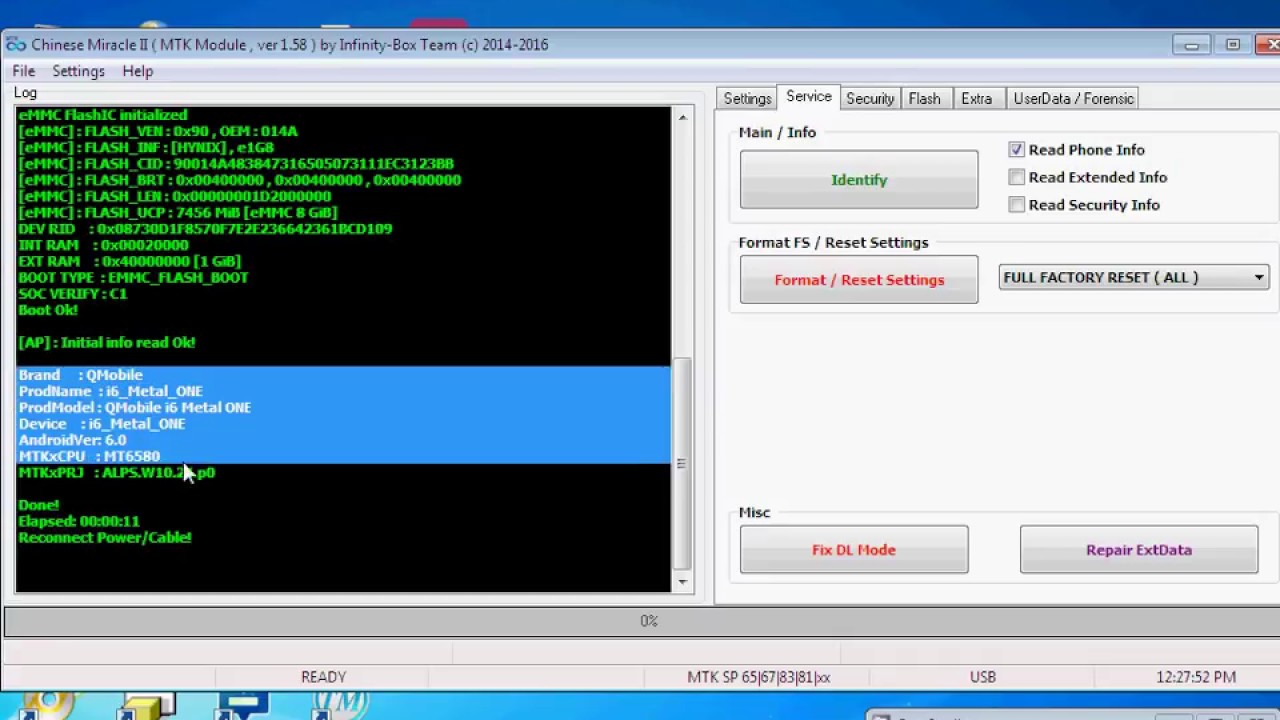 qmobile i6 metal one mt6580 reset settings pattern lock frp remove 100% ok