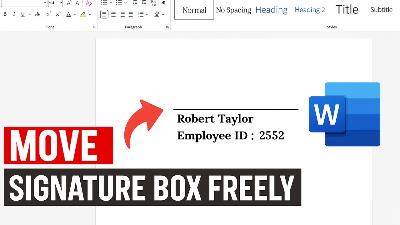 How To Move Signature box Freely Anywhere In MS Word