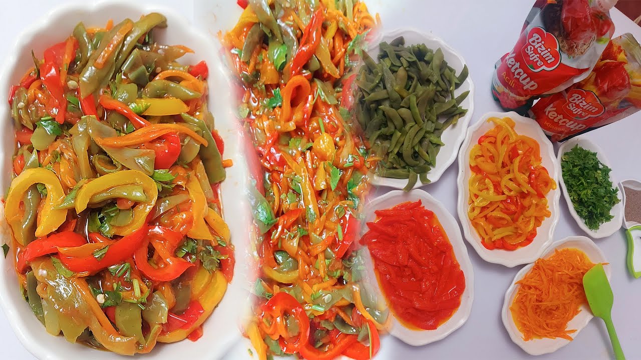 Ketçuplu yaşıl lobya salatı / hazırlanması
