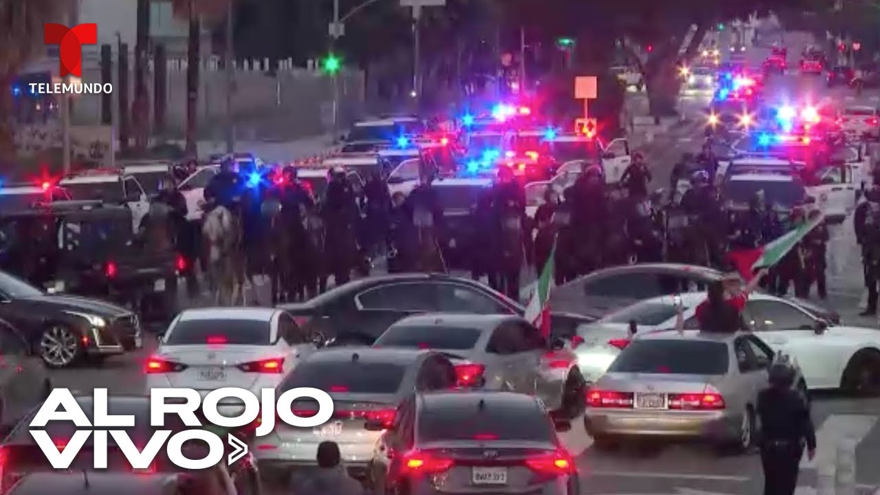 Protesta ante centro de detención federal en Los Ángeles custodiado por la Guardia Nacional