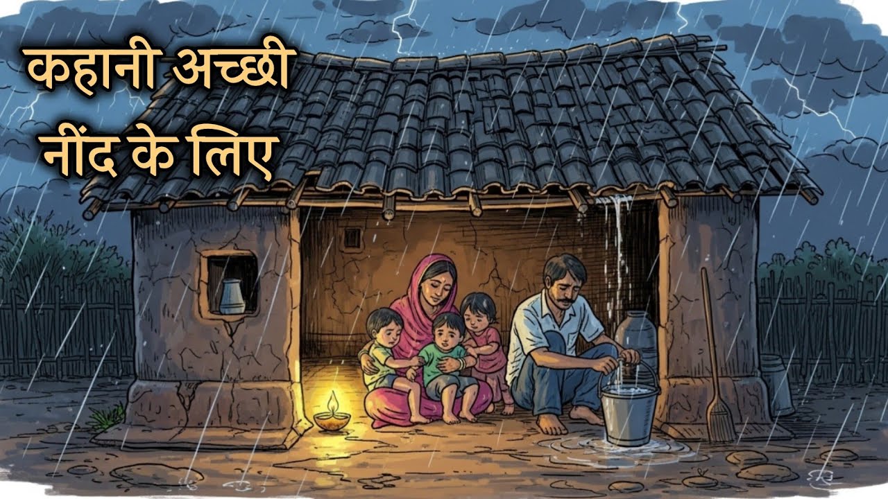बरसात की रात, टपकती छत और एक परिवार का संघर्ष |कहानी अच्छी नींद के लिए।#sleepingstories 