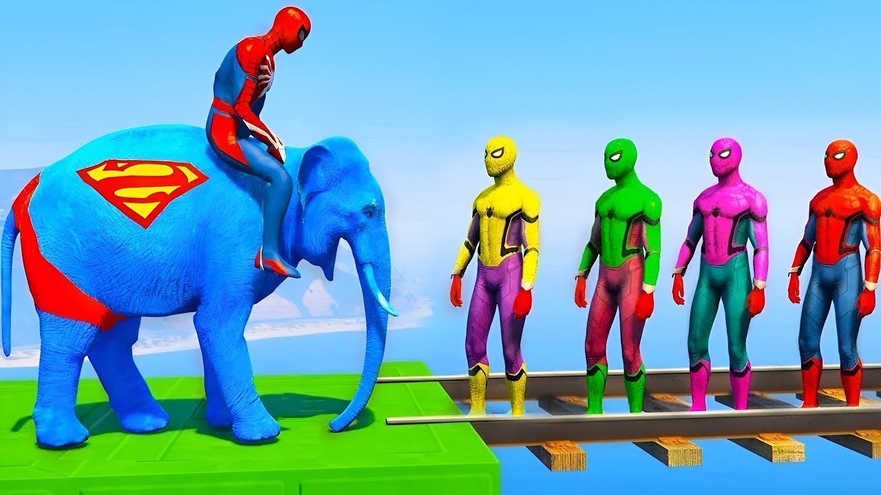 Long Slide Game With Elephant Gorilla Buffalo Hippopotamus Tiger - 3d Animal Game - Funny 3d Animals