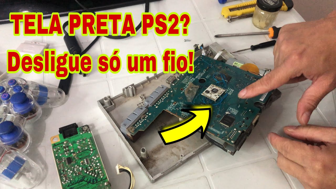 TELA PRETA DO PS2?  DESLIGUEI SÓ UM FIO E VEJA O QUE DEU!