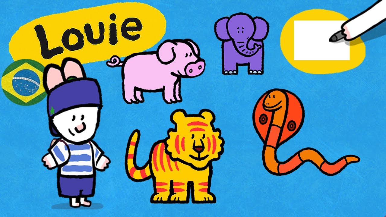 Louie, desenhe me 🎨 ✐ Animais asiáticos ✐ | Desenhos animados para crianças