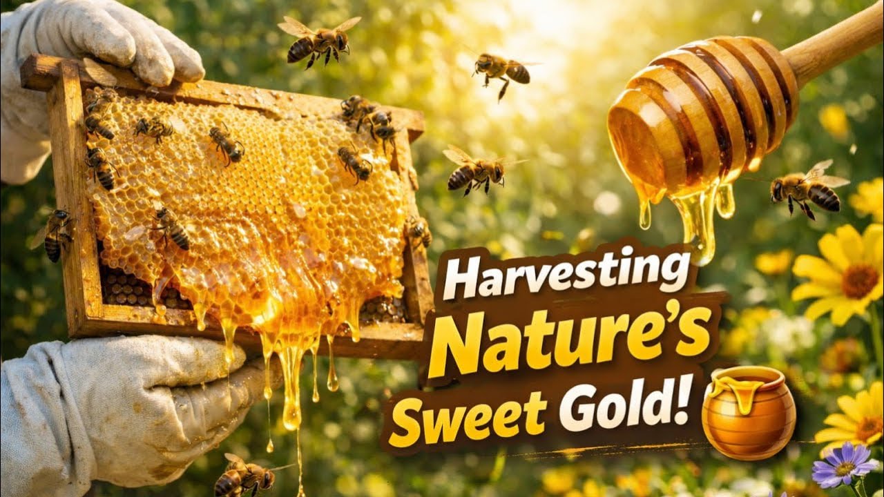 “Beekeeping in Action 🐝 | Harvesting Fresh Honeycomb Step by Step 🍯”