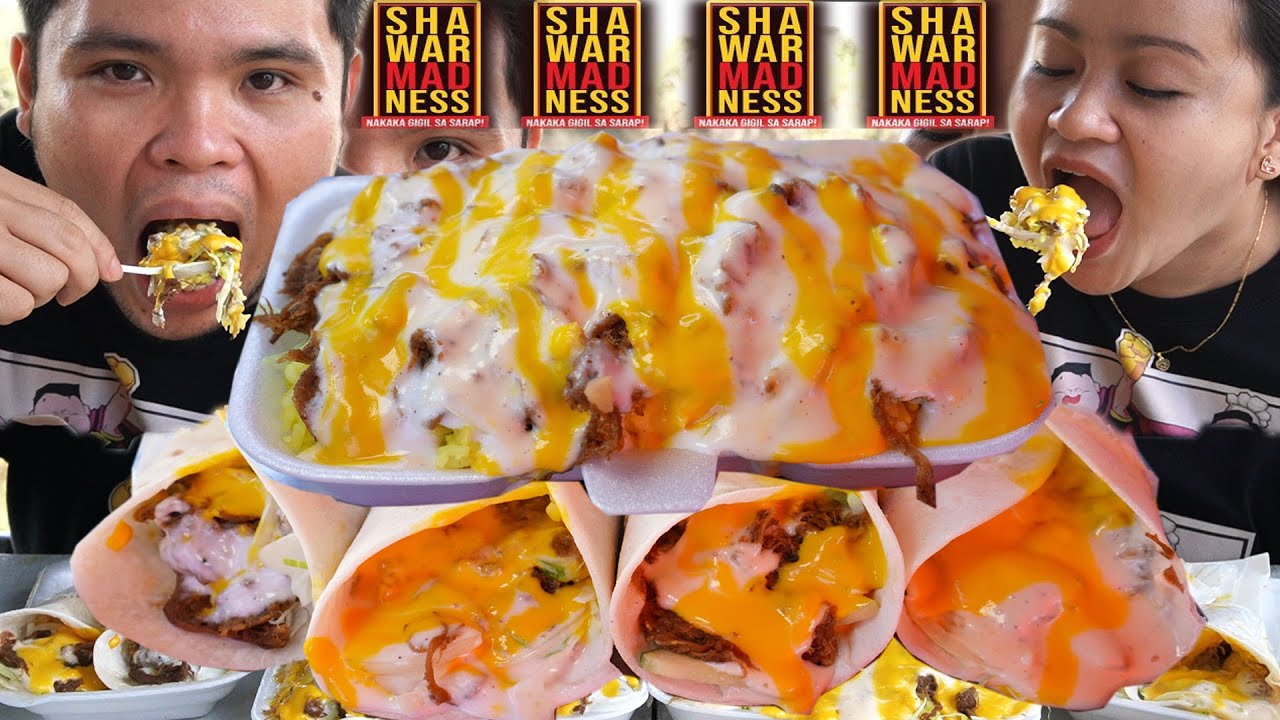 OUTDOOR MUKBANG | OVERLOAD CHEESY SHAWARMA RICE and SHAWARMA WRAP | Filipino Mukbanger | Mukbang PH