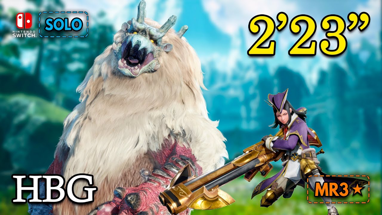 [NS] MHRise Sunbreak | HBG Goss Harag 2:23 Solo ゴシャハギ ヘビィボウガン | M3★ 雪鬼獣の服が欲しいの Speedrun