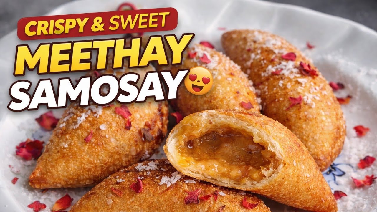 10 Minute Meethay Samosay 🤯 | Crispy & Sweet #cooking #ramzanspecial 