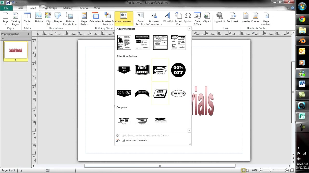 How to make a basic poster in microsoft publisher 2010
