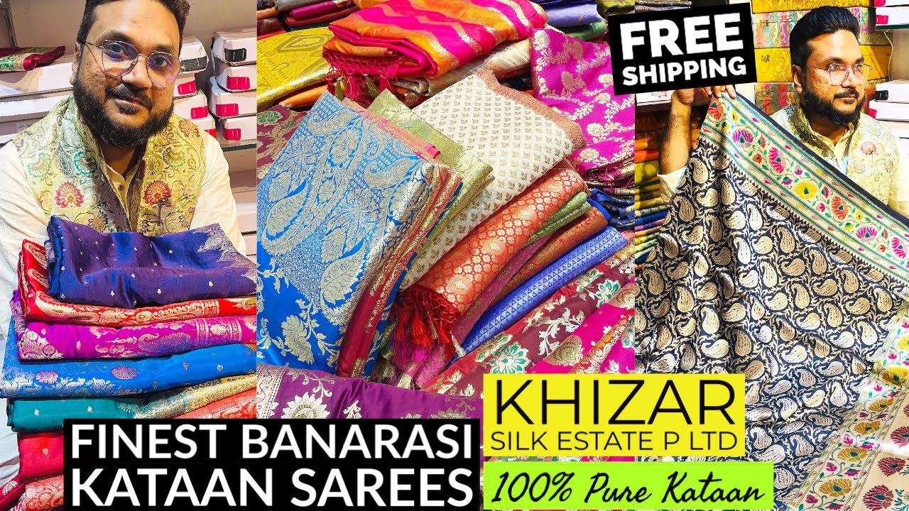 Pure Banarasi Sarees in Kataan Silk, Kora Organaza, Pattu, Bandhej, Paithani, Rekha Brocade, Jamdani