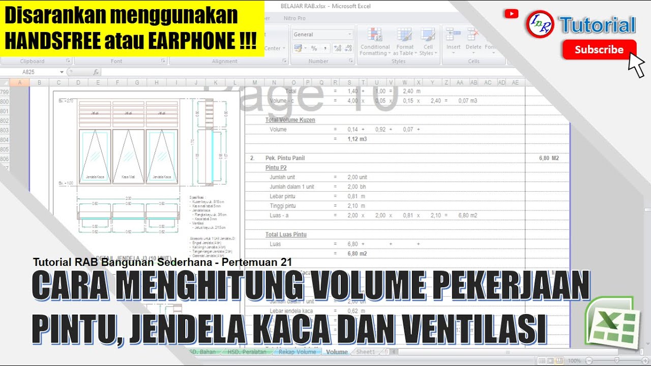 21. Cara menghitung volume pekerjaan pintu, jendela kaca dan ventilasi