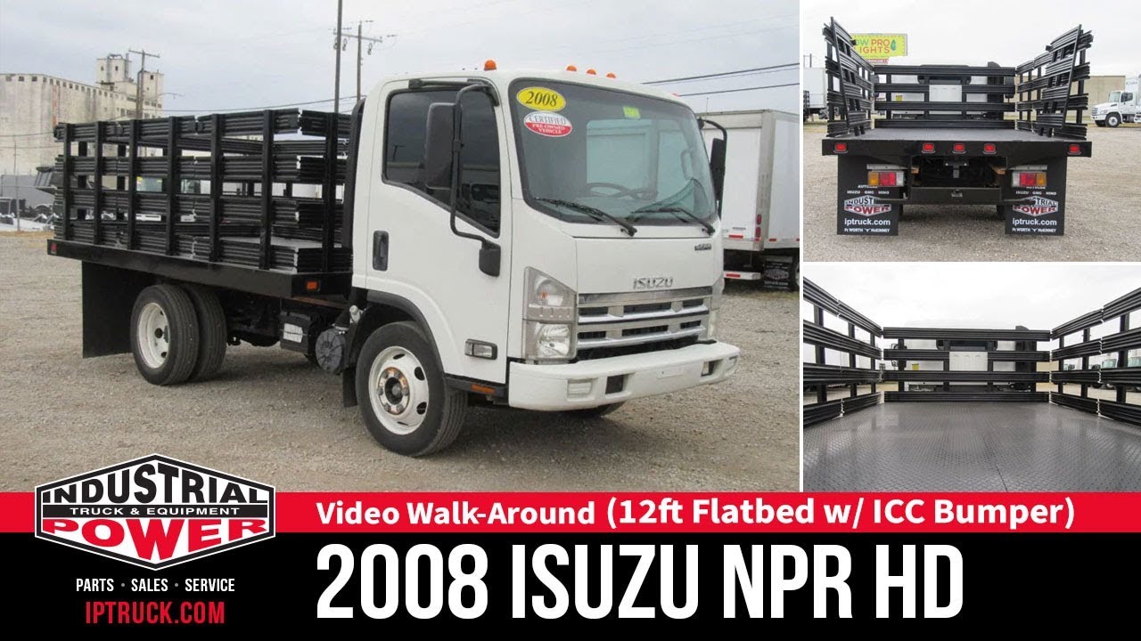 Isuzu NPR HD Gas 12ft Flatbed Truck with ICC Bumper