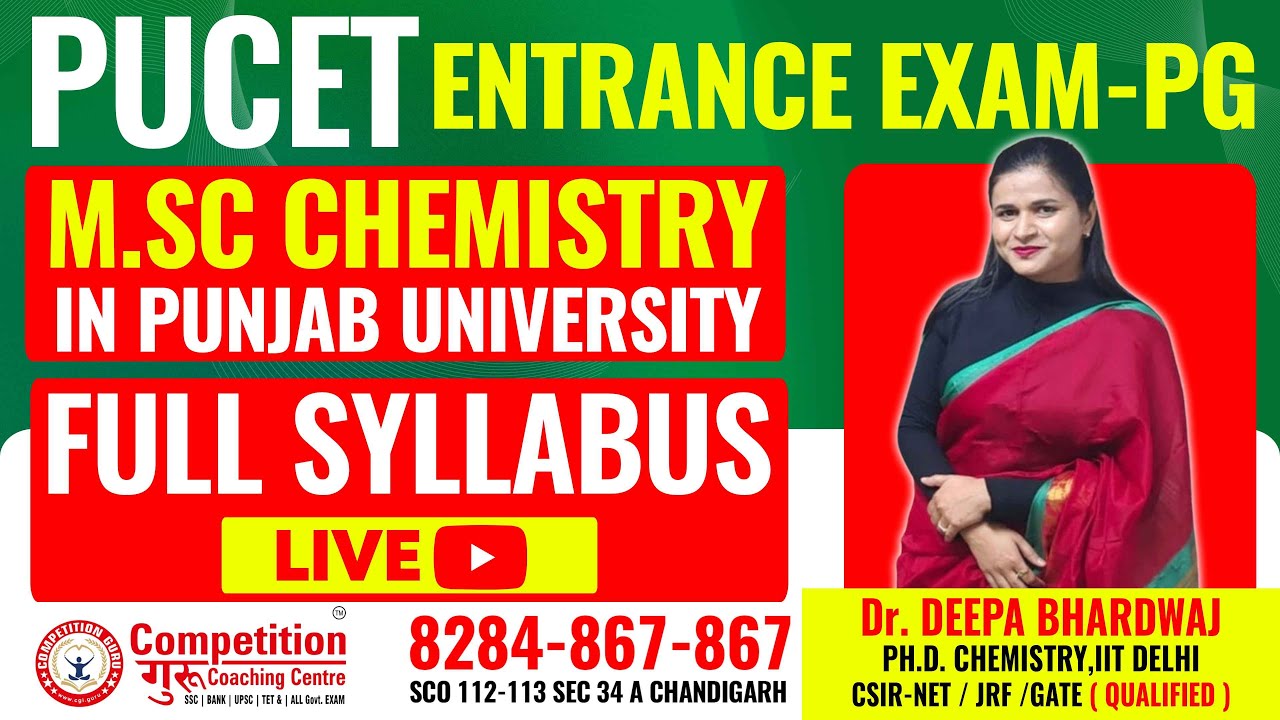 MSc Chemistry Entrance Examination Syllabus |Punjab University | PUCET PG Chemistry Coaching