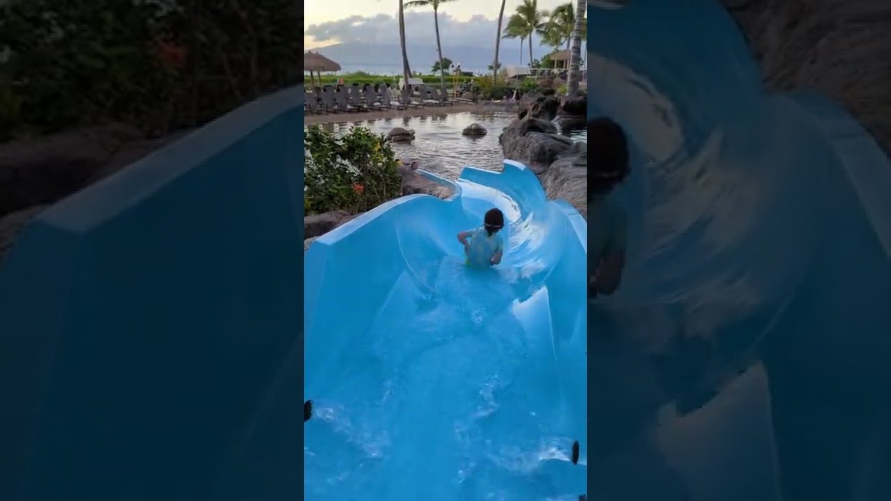 Abby on the slide at Westin Nanea in Maui